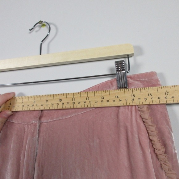 Cinq a Sept 5a7 Velvet Pants Women 8 Pink Rayon Silk Ruffle Wide Leg Luxury 342 - Picture 9 of 11